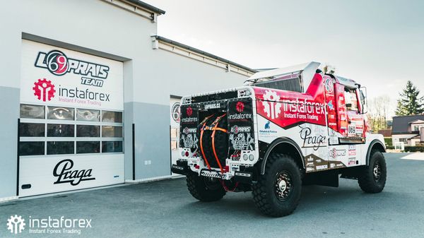 Equipe InstaForex Loprais testa o Praga V4S DKR para Dakar de 2020